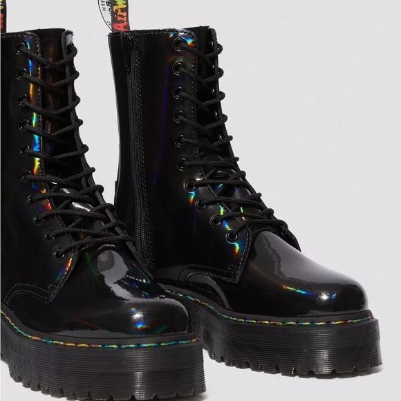 Dr. Martens Jadon Hi Rainbow Holographic Patent Platform Boots - RARE - Picture 4 of 16